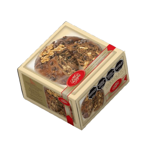 CIOCCOLATOTorta Cioccolato con chips de chocolate y nueces.  Presentación: Cada caja contiene 4 unidades x 600grs.Cod. 1031