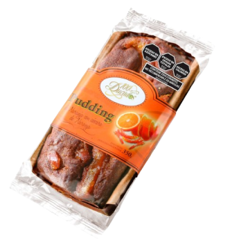 Pudding sabor naranja con cascaritas de naranja.Presentación: Cada caja contiene 8 unidades x 350grs.Cod. 6027