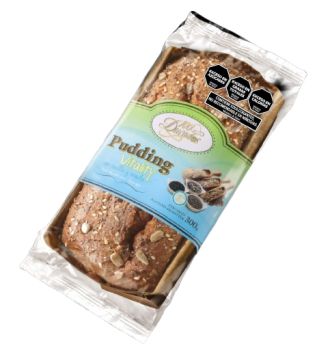 Pudding vitality con semillas y cereales.Presentación: Cada caja contiene 8 unidades x 300grs.Cod. 6026